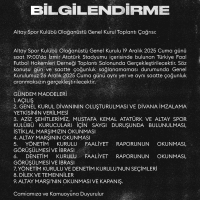 19 Aralık 2025 Altay Spor Kulübü Olağanüstü Genel Kurul Çağrısı